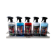 Support inox avec 5 produits de nettoyage et entretien de 1 lt